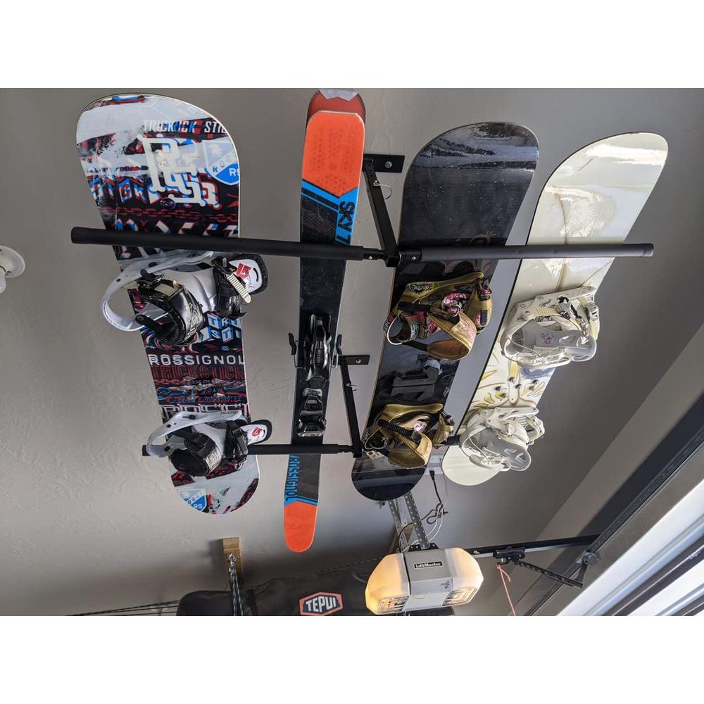 StoreYourBoard Adjustable Ski and Snowboard Ceiling Rack, Overhead Storage Mount, Double Sided