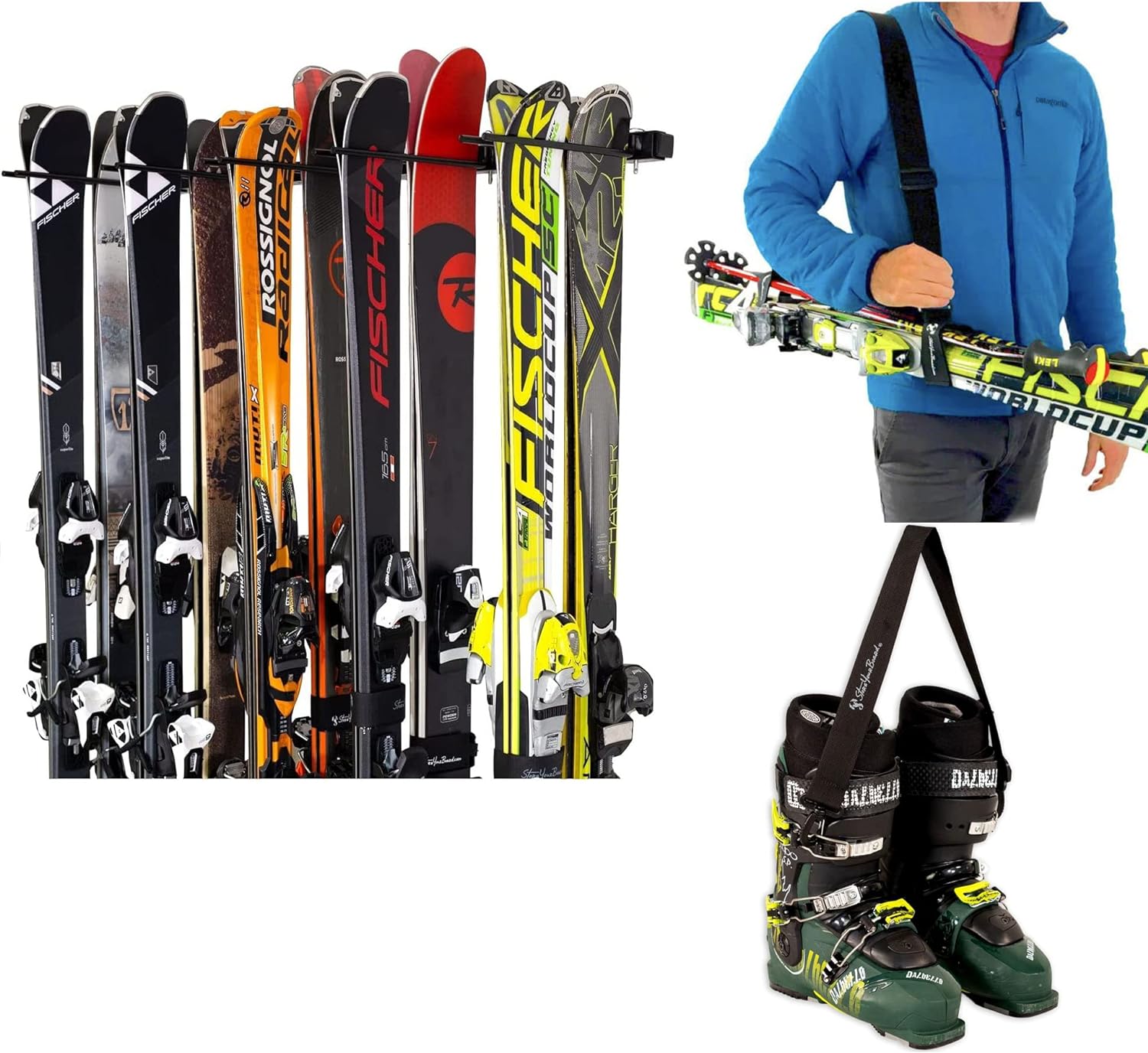 Generic Ski Wall Storage Rack, Holds 8 Pairs, with BONUS Ski, Pole