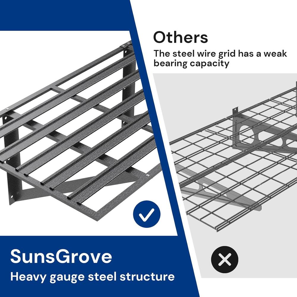SunsGrove 2-Pack 2x6ft Wall Shelf Garage Storage Rack Garage Shelving Heavy Duty Floating Shelves, Loading 800 LBS, 24"x72", Bl