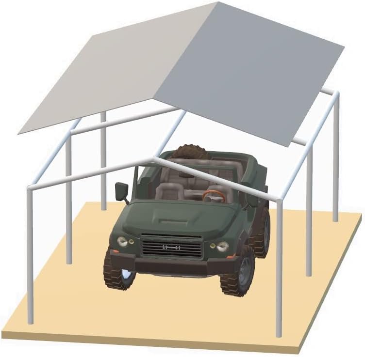 Generic Carport Cover 12 x 24 Car Canopy Replacement Heavy Duty Tarp Tent Roof for Garage Shelter, High or Low Peak Frame, White and Si