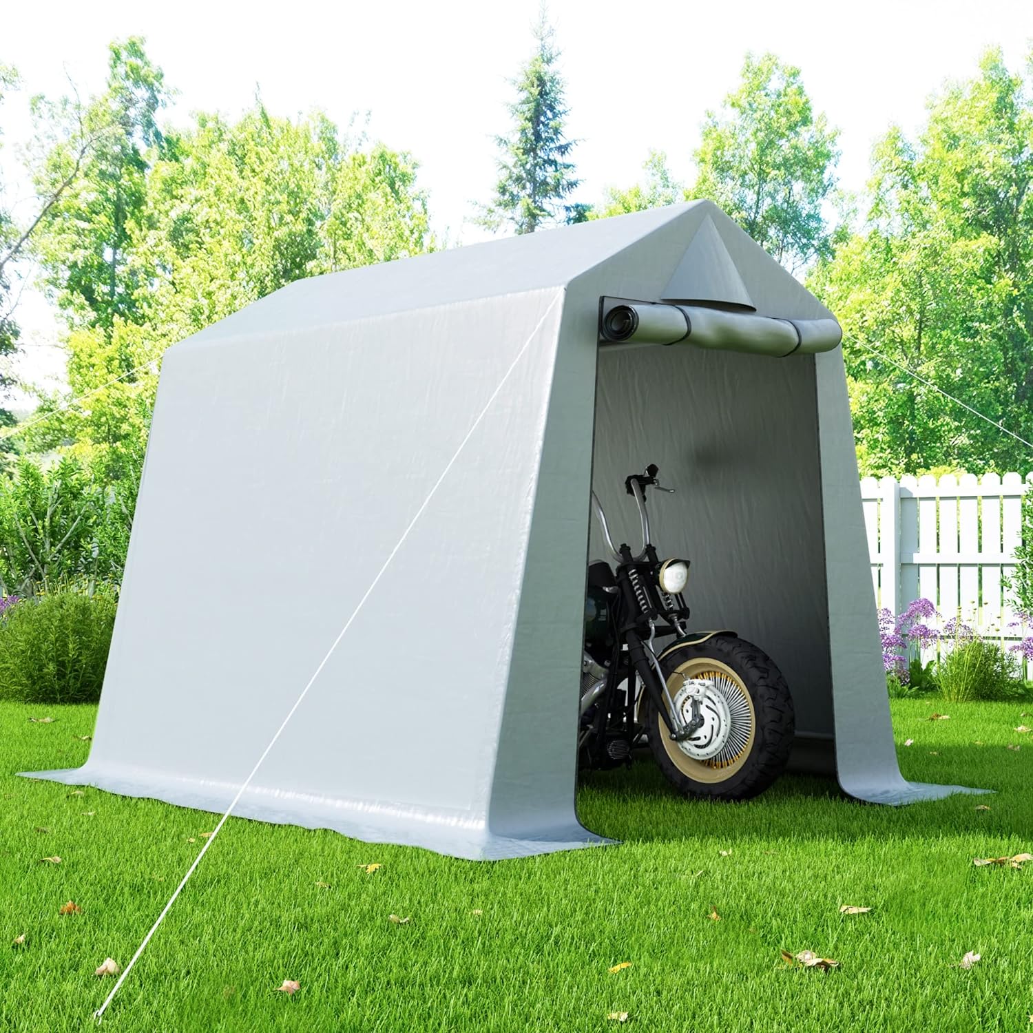 HOGYME 6x7 ft Storage Shelter Protable Garage Waterproof Carport Tent with 2 Roll-up Zipper Doors
