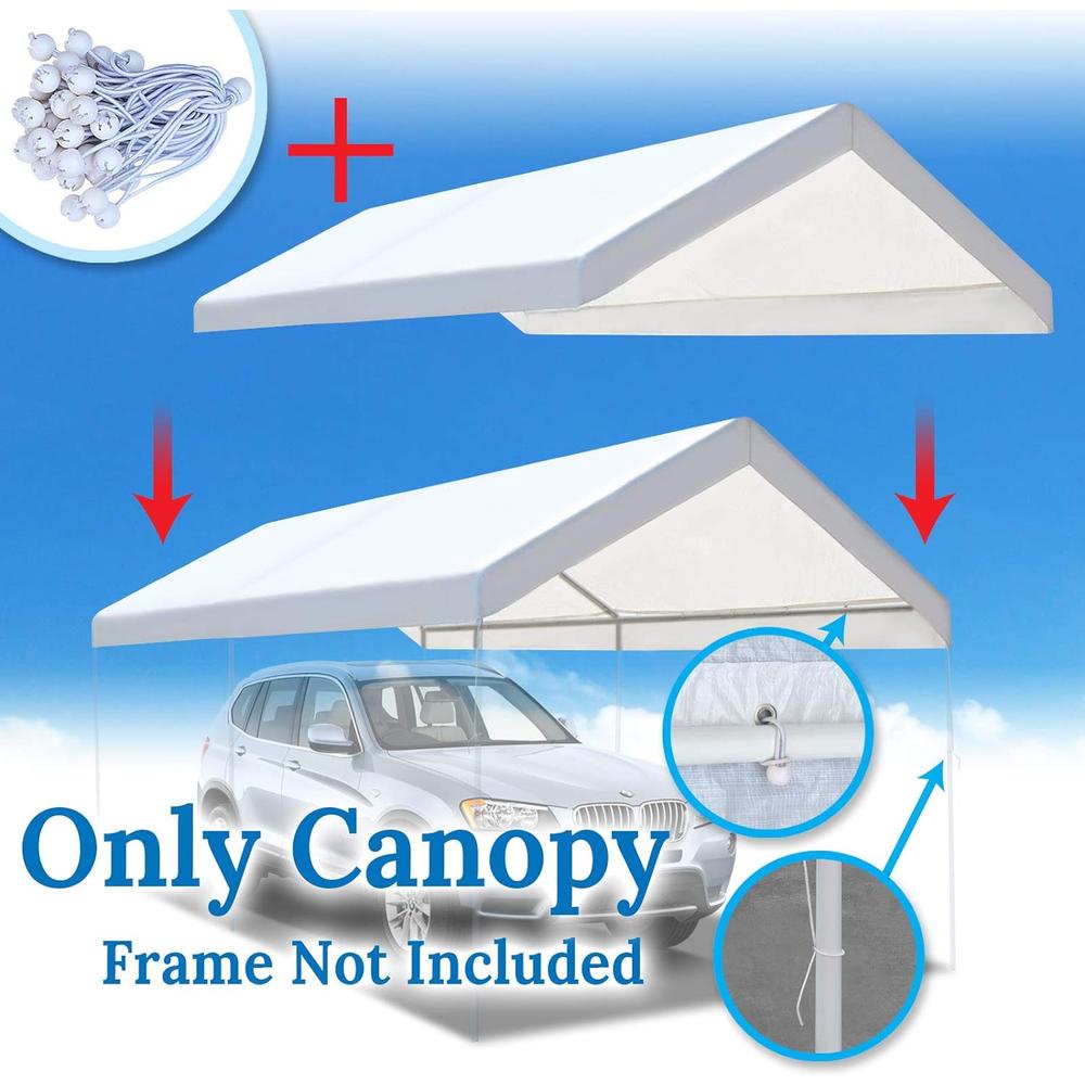 Benefit-USA BenefitUSA 10'x20' Carport Replacement Canopy Garage Top Tarp Shelter Cover, Canopy ONLY (w/Edge)