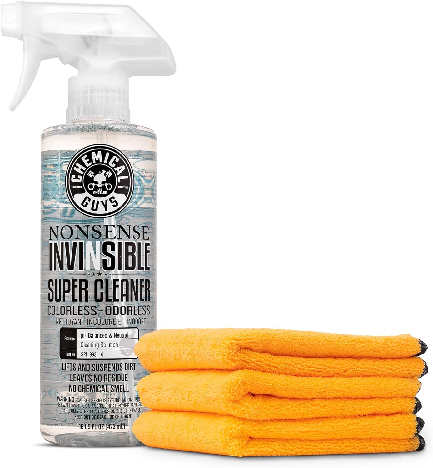 Chemical Guys SPI_993_16 Nonsense Colorless and Odorless All Surface Cleaner (16 oz)with  MIC_506_03 Professional Grade Premium Microfiber To