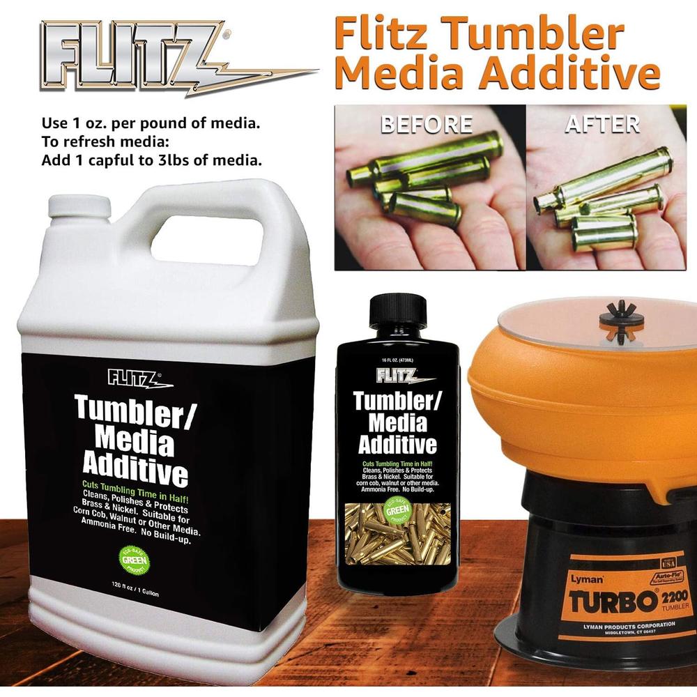 Flitz TA 04806 Tumbler Media Additive, 16 oz. Bottle , black