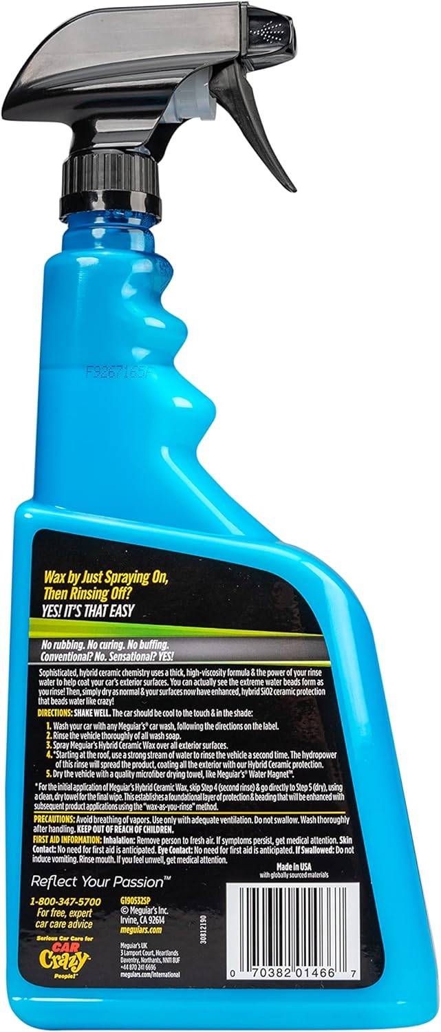 Meguiars Hybrid Ceramic Wax, Spray Car Wax with Advanced SiO2 Hybrid Technology - 32 Oz Spray Bottle