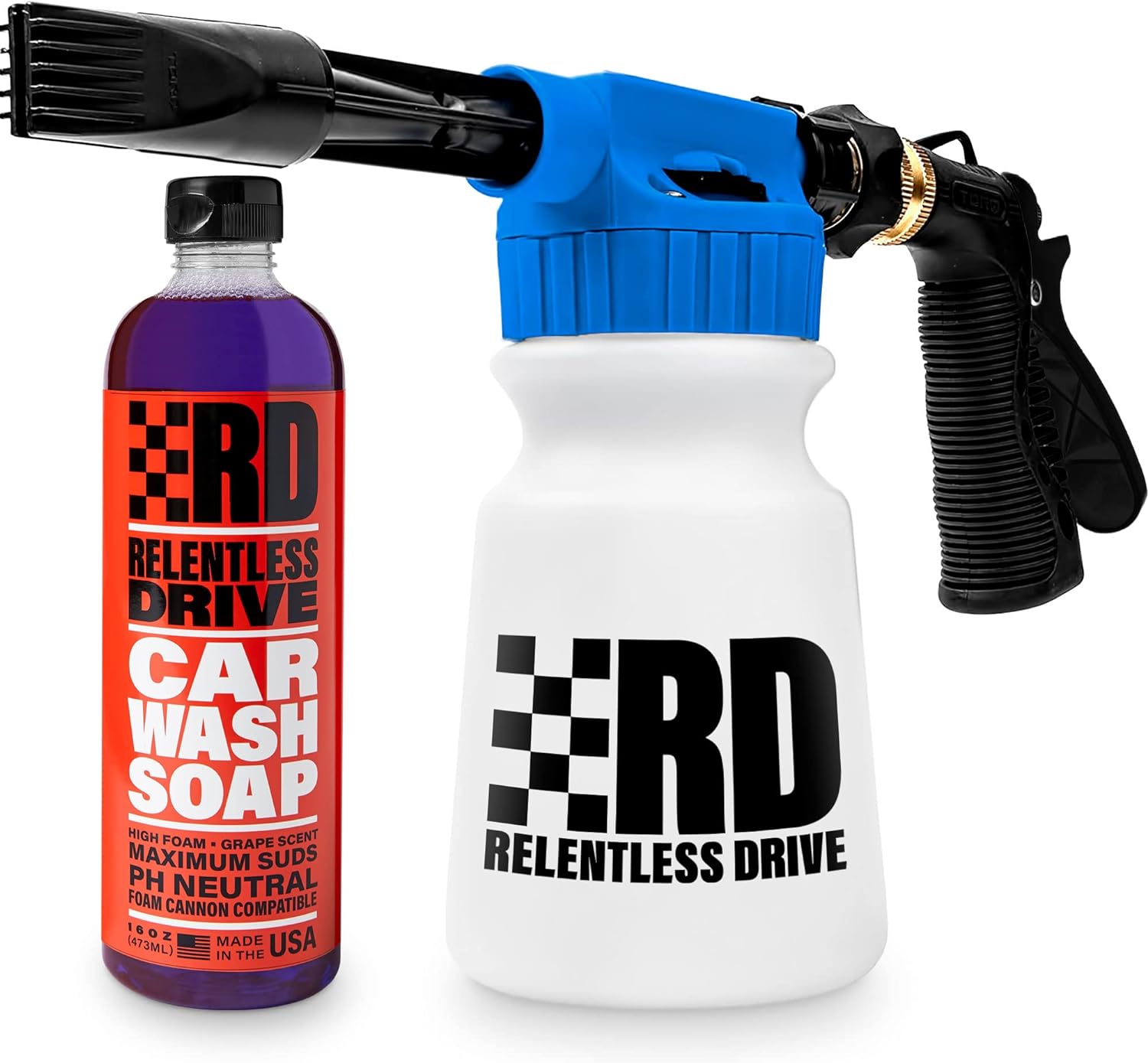 Relentless Drive Premium Foam Cannon for Garden Hose (Connects to Any Garden Hose) - Leak Free, Easy to Use Foam Gun has 6 Spray Patterns for Ma