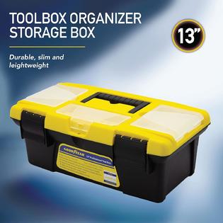 Goodyear , 13 Inch Small Tool Box with [Removable Side Comportment] Plastic  Box with Handle, Tool Organizer