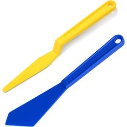 NEWISHTOOL Tint Tools Corner Gasket Squeegee for Hard to Reach Area, Yellow Long Handle Shank Squeegee + Blue Chisel Squeegee, Flexible Lo