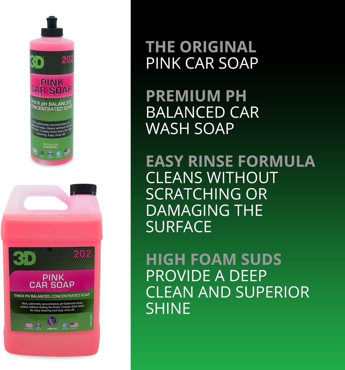 Generic 3D Pink Car Wash Soap (1 Gallon) - pH Balanced, Easy Rinse, Scratch Free Car Soap