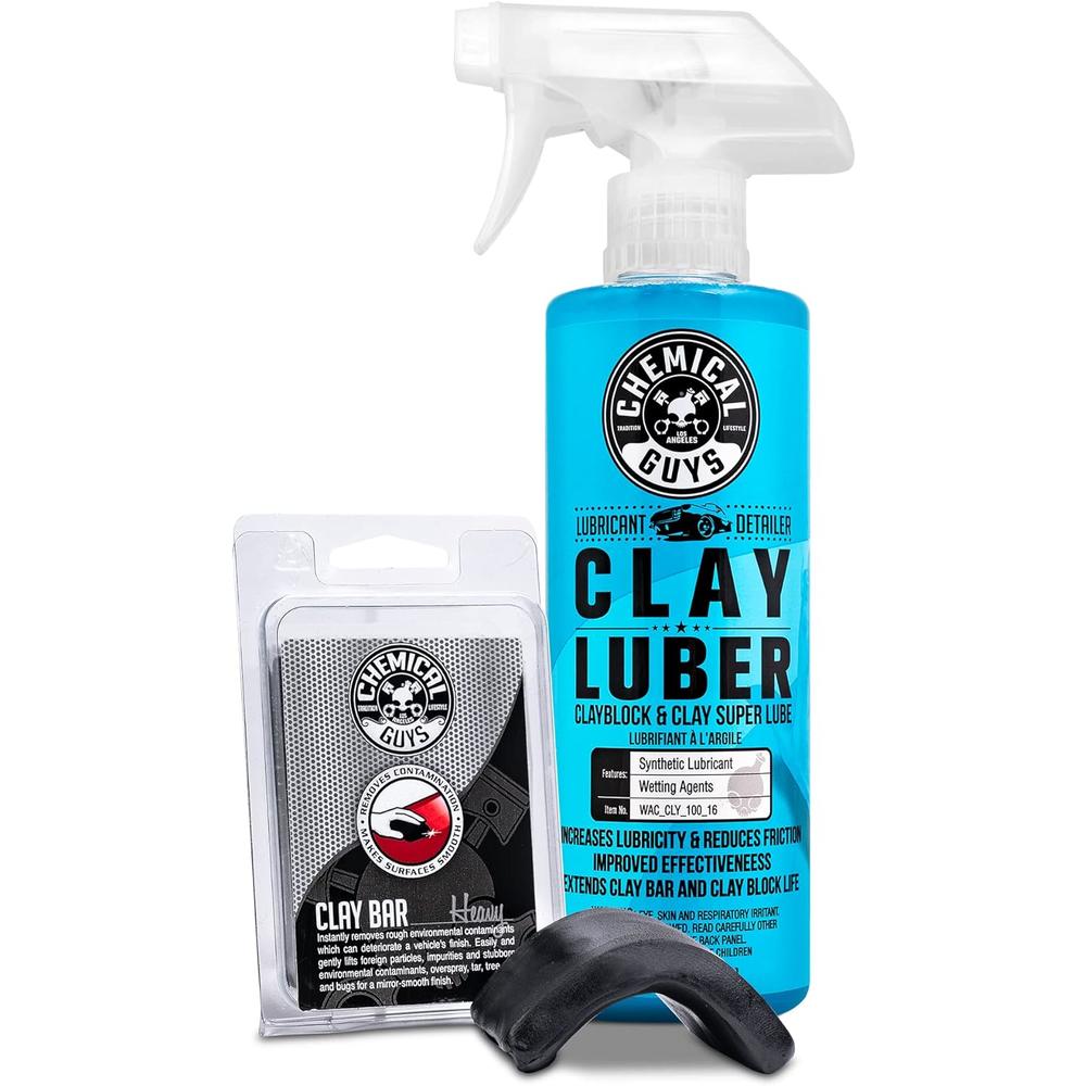 Chemical Guys CLY_KIT_1 Heavy Duty Clay Bar and Luber Synthetic Lubricant Kit,16 fl oz, 2 Items, Black