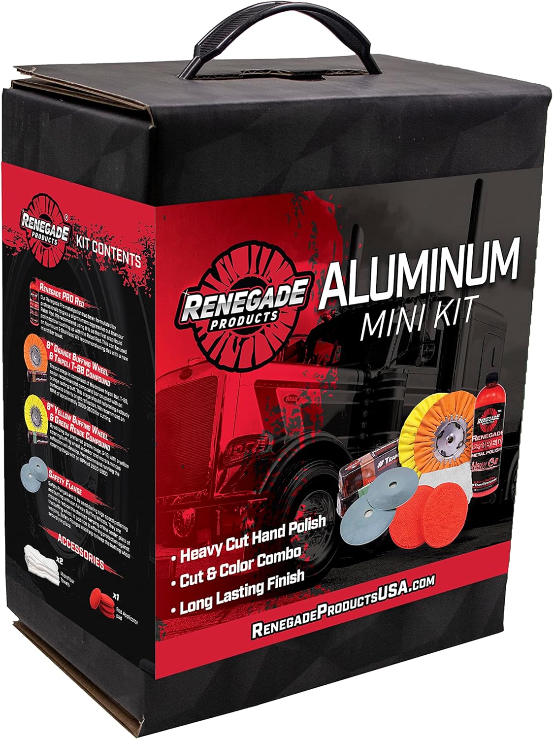 Renegade Products USA Renegade Products Aluminum Polishing Mini Kit Complete with Buffing Wheels, Buffing Compounds, Right Angle Grinder Safety Flang