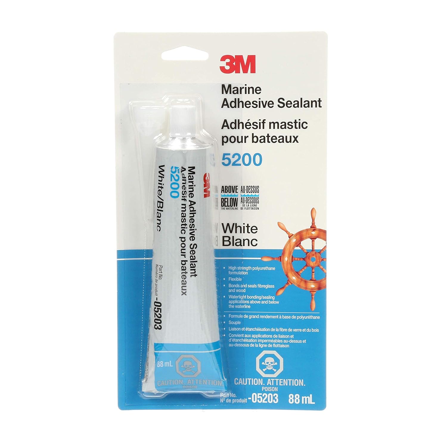 Generic 3M Marine Adhesive Sealant 5200 (05203) Permanent Bonding and Sealing for Boats and RVs Above and Below the Waterline Waterproo