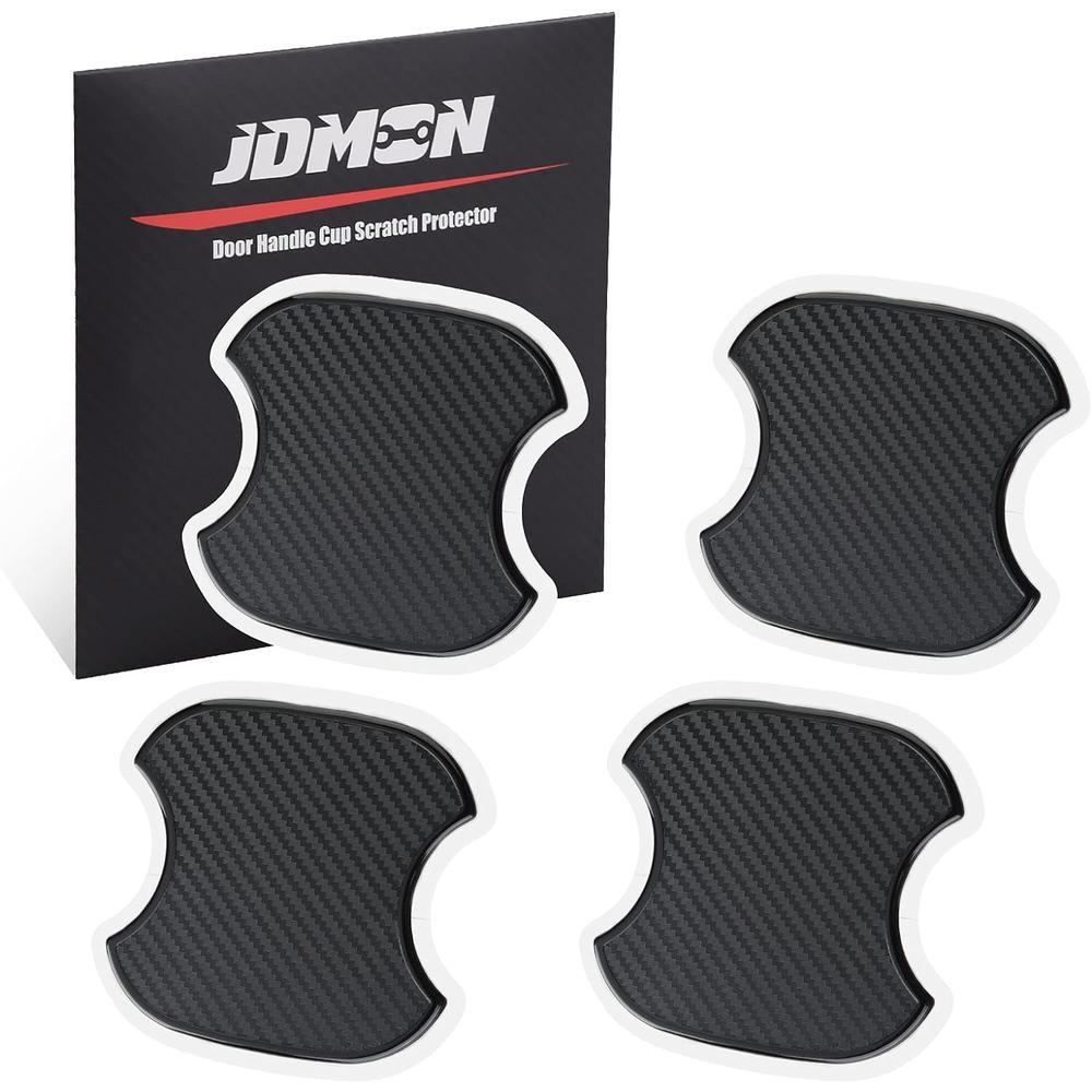 JDMON Car Door Handle Cup Scratch Protector, 4Pcs Non-Marking TPU Carbon Fiber Texture Door Bowl 3D Sticker Universal Fit Door Handle