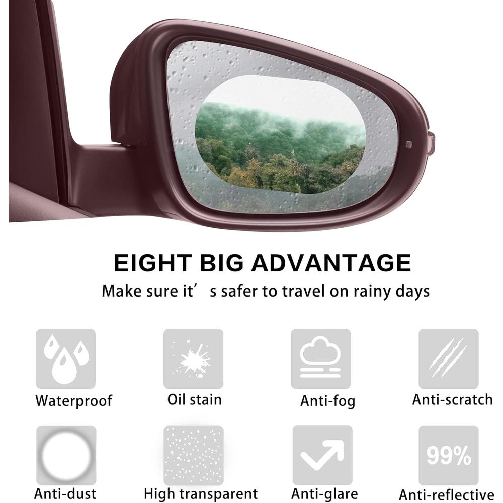 LeeLoon 12Pcs Car Rearview Mirror Film,  Anti Fog Anti Glare Anti Scratch Anti Mis Rainproof Waterproof HD Nano Clear Protective Sticke