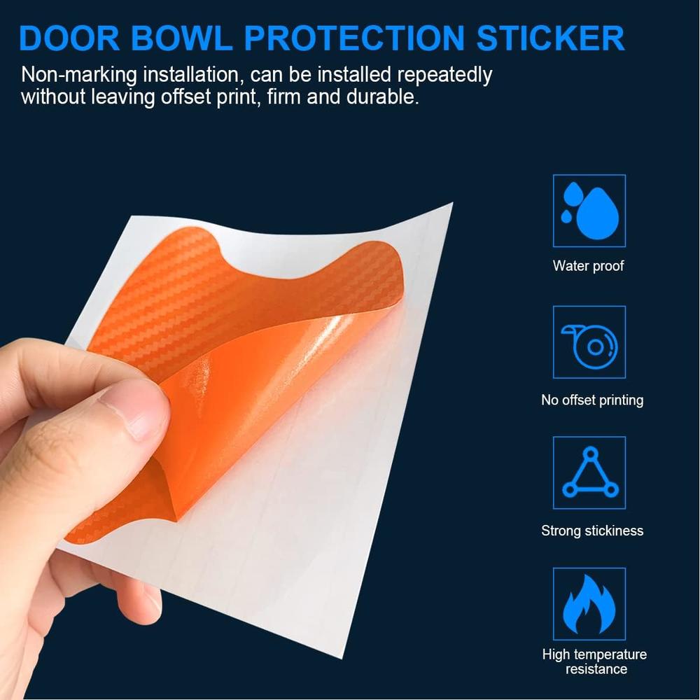 Generic 4PCS Car Door Handle Cup Stickers, Carbon Fiber 3D Auto Bowl Anti-Scratches Protective Films, Vehicle Door Paint Protection Cov