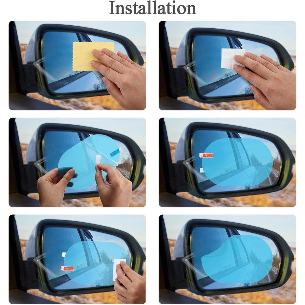 Frienda 8 Pieces Car Rearview Mirror Film, Anti Fog Glare Rainproof Waterproof Mirror Film HD Clear Nano Coating Car Film, Protective F