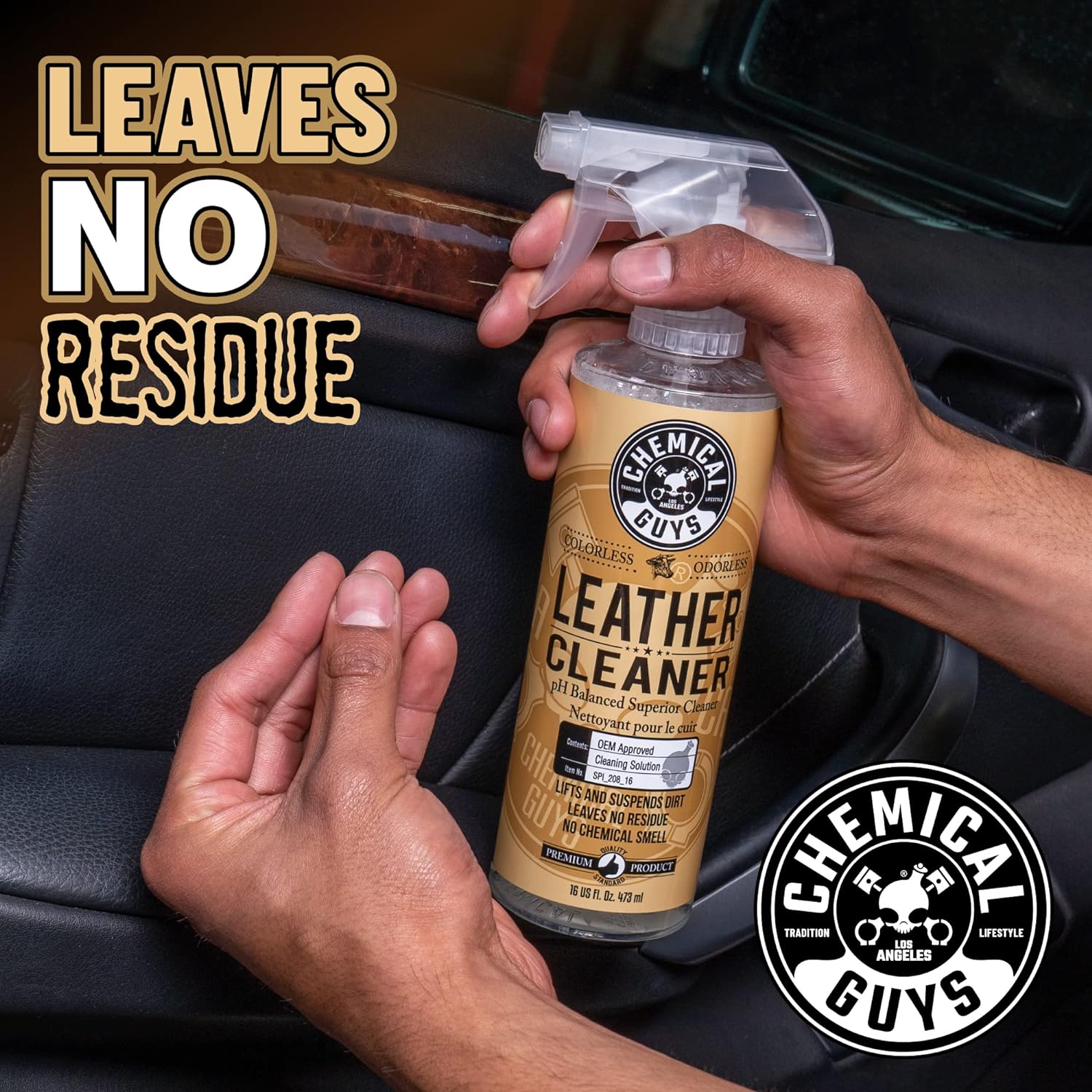 Chemical Guys SPI_208_16 Colorless and Odorless Leather Cleaner for Car  Interiors, Furniture, Boots, and More (Works