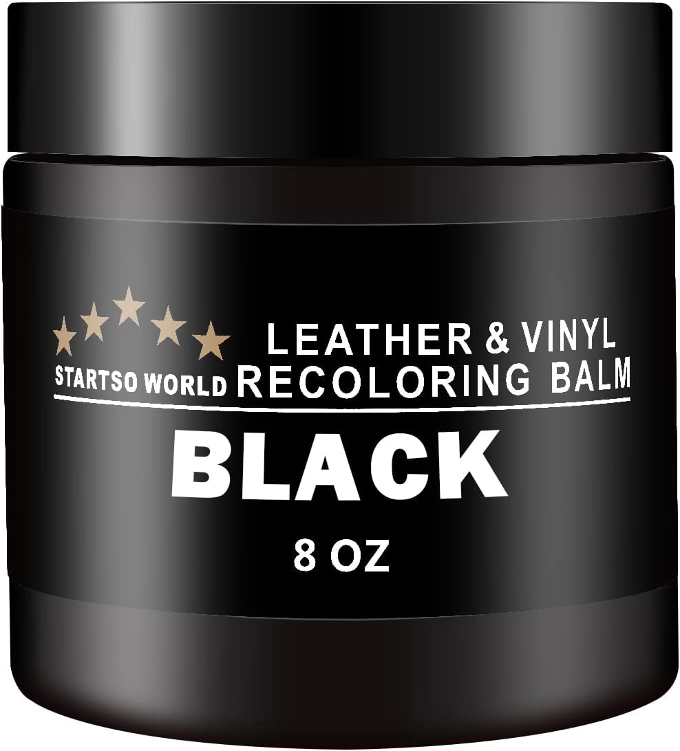 STARTSO WORLD Leather-Recoloring-Balm-Repair-Cream-Kit for Restoration  Black Couches, Sofa, Furniture Color Dye Restorer-8oz