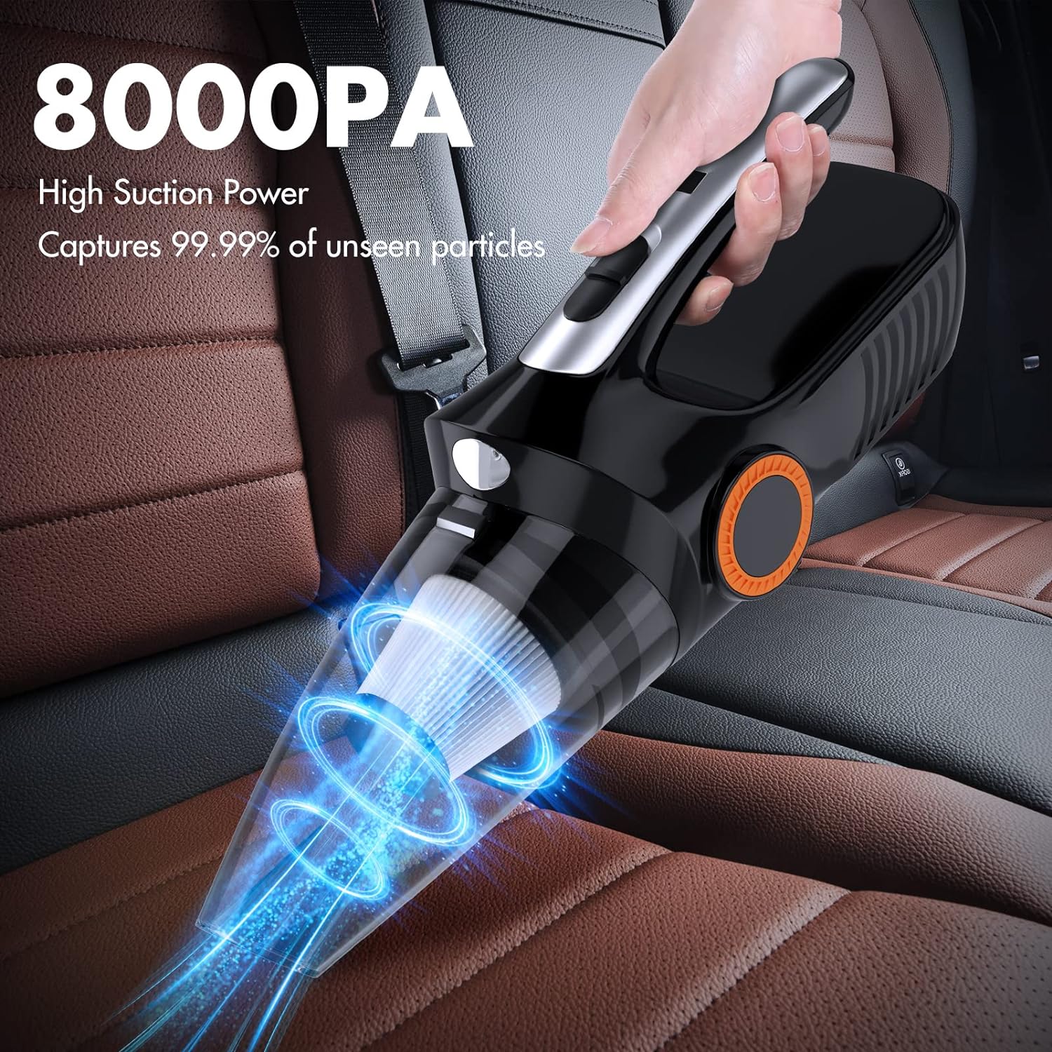 HongYi Car Vacuum Cleaner, Handheld Vacuum High Power 8000Pa, Mini Portable Car Vacuum Cleaner Pet Hair, Small Wet Dry Vacuum Cleaner
