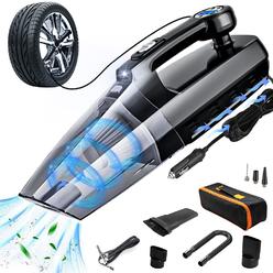 Fahuac 4-in-1 Car Vacuum Cleaner Tire Inflator - Portable High Power Handheld Car Vacuum Cleaner 7000PA/130W/DC 12V with LCD Tire Pres