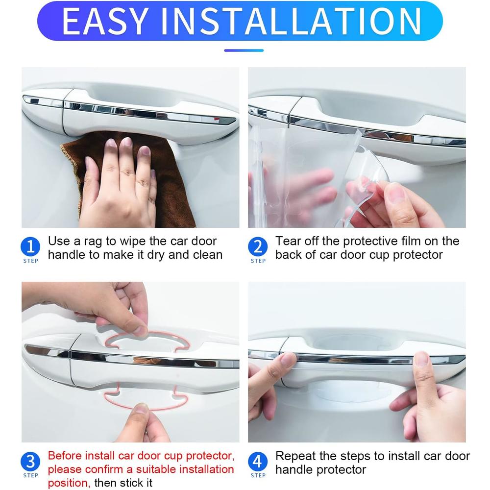 INSAUTO Car Door Handle Scratch Protector -  12PCS Transparent Universal Car Door Handle Protector Accessories Clear Door Bowl Paint Pr