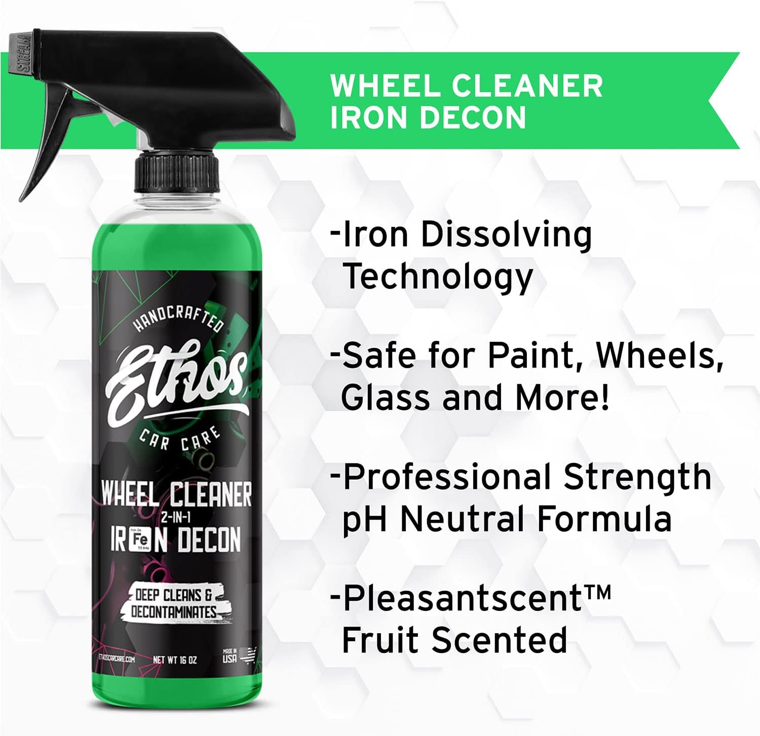Ethos Handcrafted Car Care Ethos Wheel Cleaner - Car Wheel Cleaner Spray -  Brake Dust, Iron Remover - Color