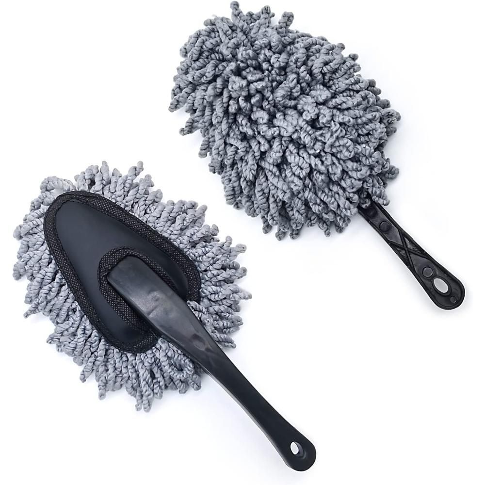 Ajxn 2PCS Super Soft Microfiber Car Dash Duster Brush for Car Cleaning Home Kitchen Computer Cleaning Brush Dusting Tool(Grey)