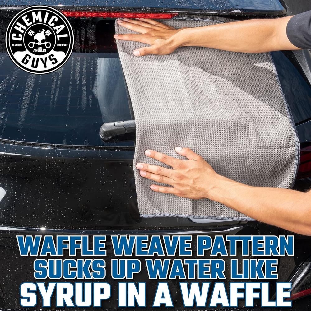 Chemical Guys MIC_781_01 Waffle Weave Gray Matter 70/30 Blend Microfiber Drying Towel with Silk Edging, 25" x 36"