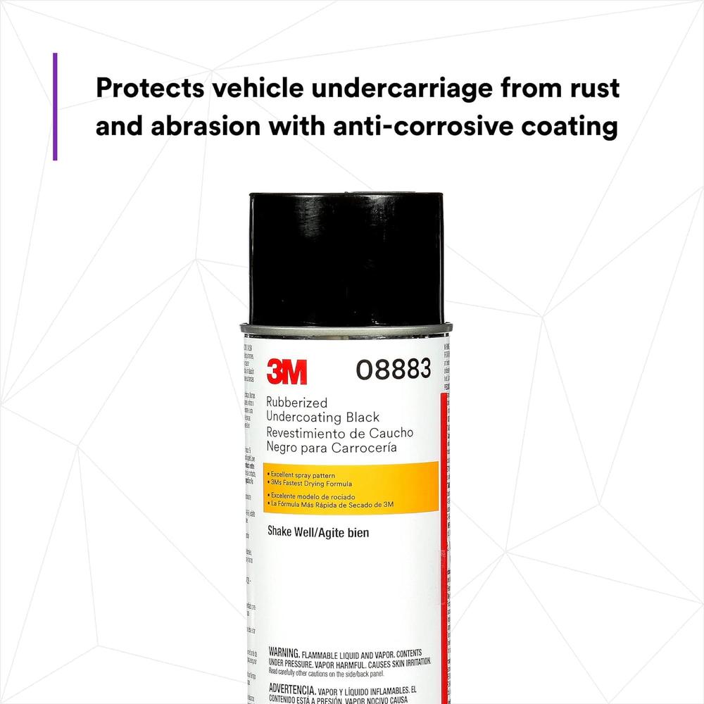 3M Rubberized Undercoating Aerosol Spray, 08883, 19.7 oz, Textured Finish, Anti-Corrosive, Multi-Purpose for Automotive Cars, Truc