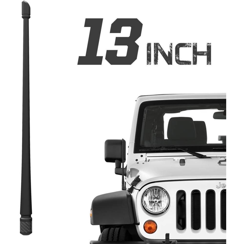 Rydonair Antenna Compatible with Jeep Wrangler JK JKU JL JLU Rubicon Sahara (2007-2022) | 13 inches Flexible Rubber Antenna Replacement