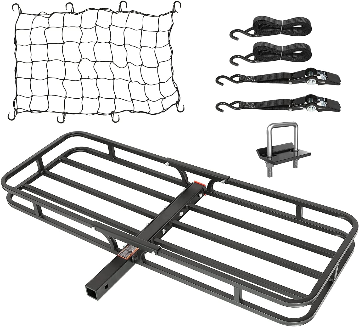 Weize Hitch Cargo Carrier, 53 x 19 x 4-1/8 Inch, 500 lbs Capacity, Compact Hitch Mount Cargo Carrier with Net, Strap and Hitch Tighte