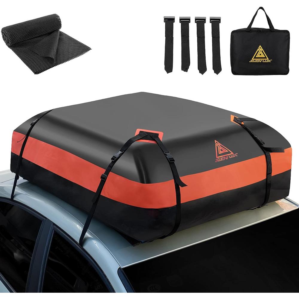 JOJOY LUX Car Rooftop Cargo Carrier Bag, 15 Cubic Feet Waterproof Heavy Duty 720D Car Roof Luggage Bag for All Vehicle with/Without Racks