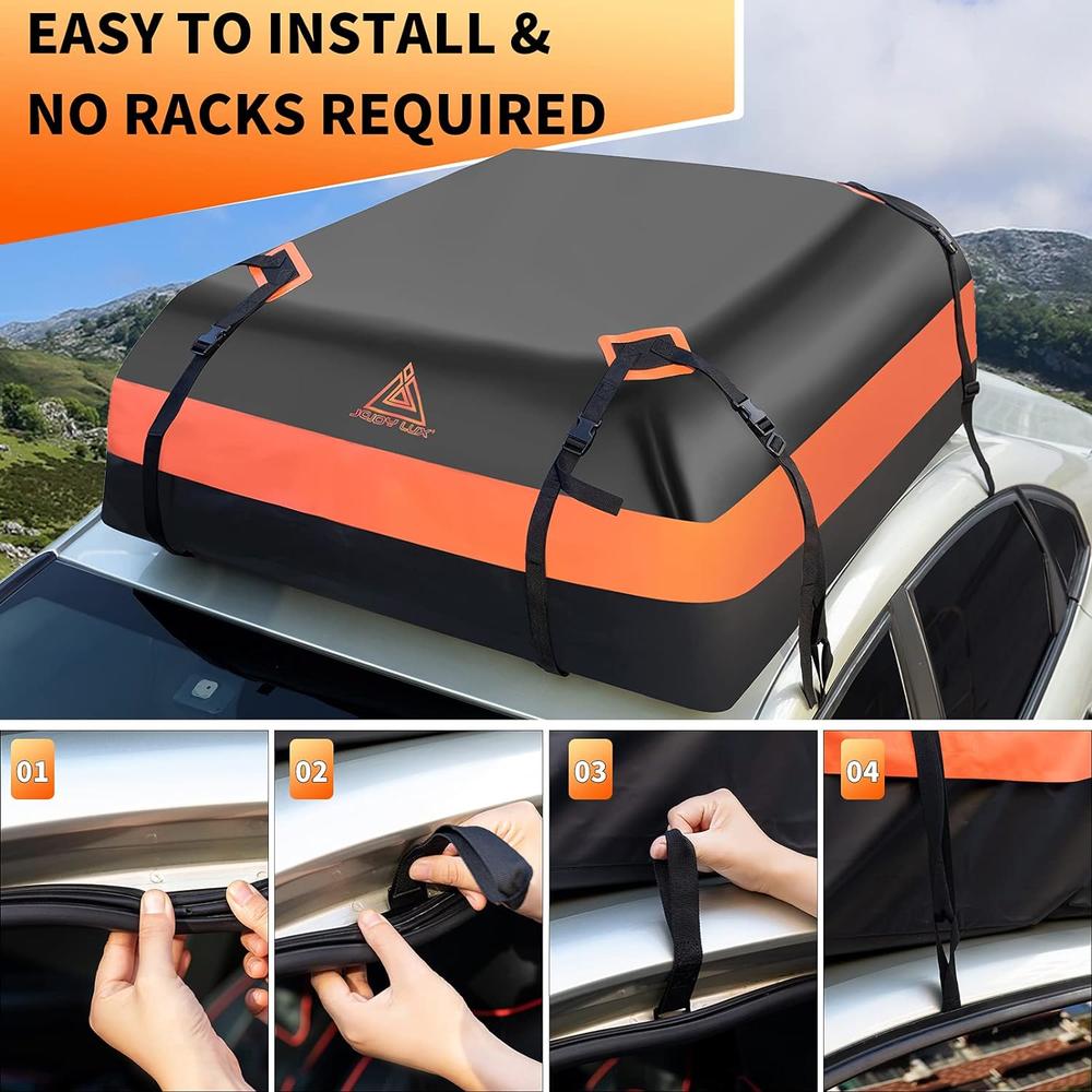JOJOY LUX Car Rooftop Cargo Carrier Bag, 21 Cubic Feet Waterproof Heavy Duty 720D Car Roof Luggage Bag for All Vehicle with/Without Racks
