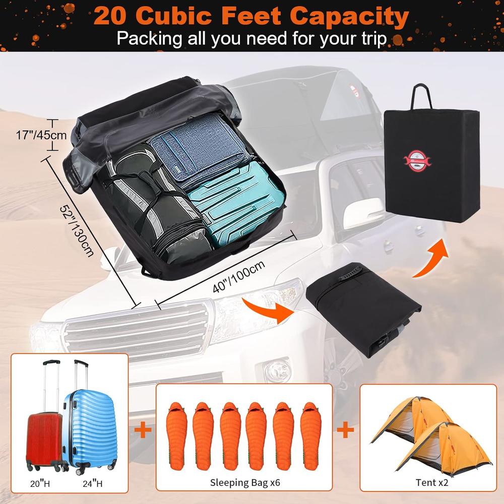 Adakiit Car Roof Bag, Rooftop top Cargo Carrier Bag - 20 Cubic feet Waterproof