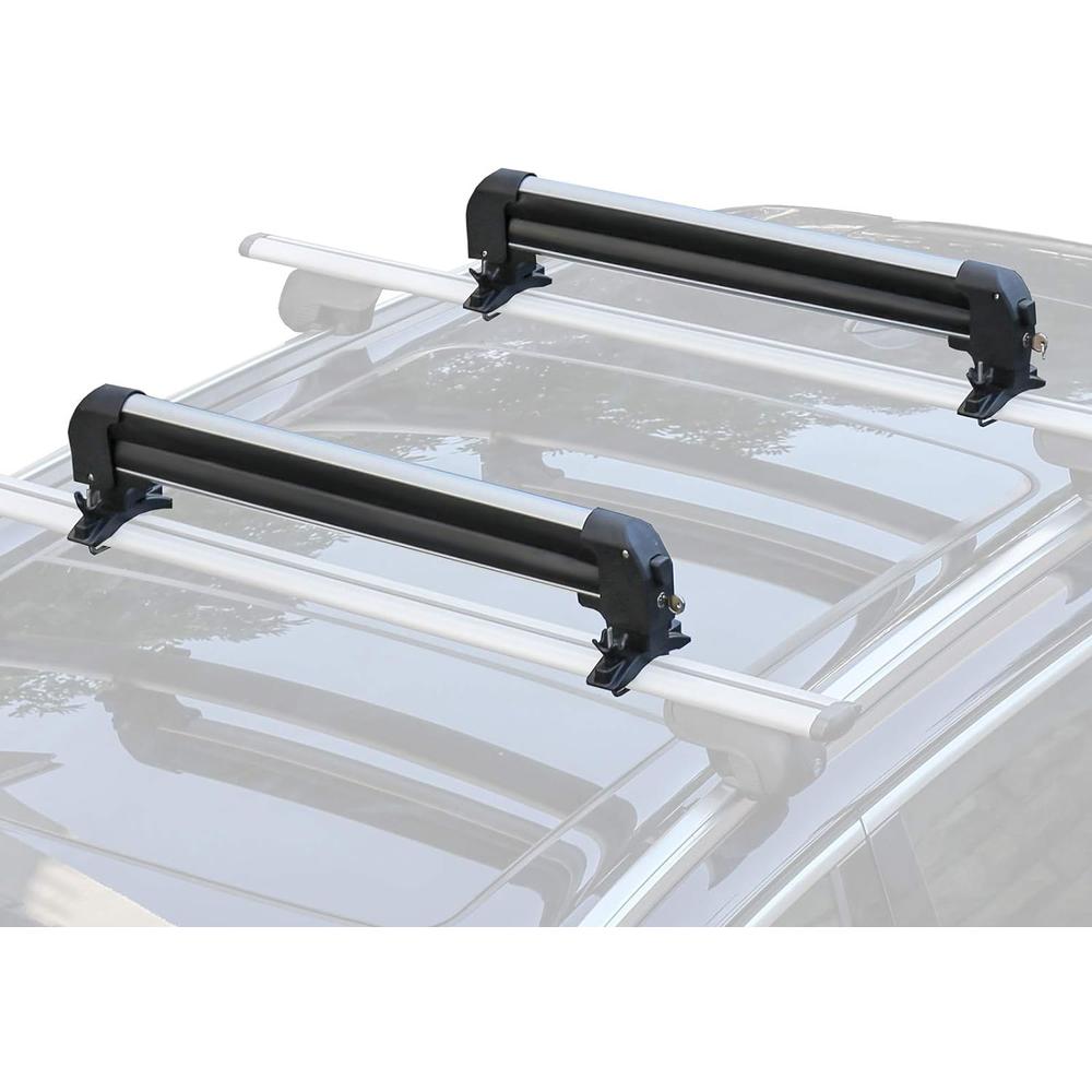 Leader Accessories Car Ski Snowboard Roof Racks, 2 PCS Universal Ski Roof Rack Carriers Snowboard Top Holder, Lockable Fit Most Vehicles Equipped