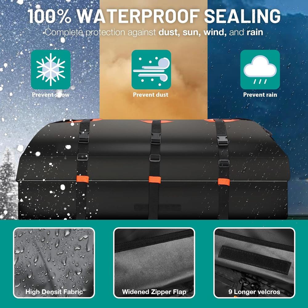 Smashier Car Roof Top Cargo Carrier Bag,SUV Rooftop Luggage Travel Bag ,16 Cubic Feet Soft-Shell,Waterproof for All Vehicles W/Without R