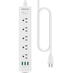 Wandofo 2 Prong Power Strip, 5 FT Extension Cord Surge Protector, 5 Outlets and 3 USB, 13A/1625W, Polarized Two Prong to Three Prong Ou