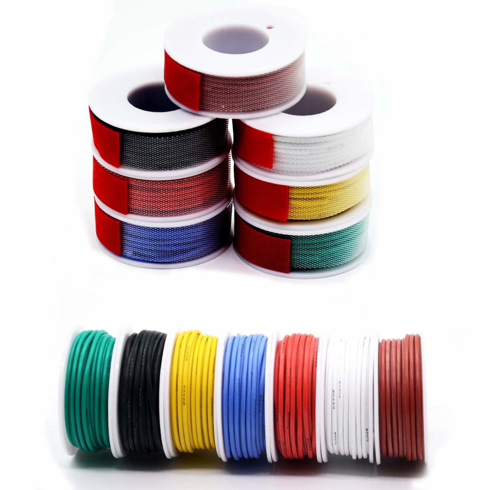 Generic 18 awg Silicone Electrical Wire Cable 7 Colors (13ft Each) 18 Gauge Hookup Wires kit Stranded Tinned Copper Wire Flexible and S