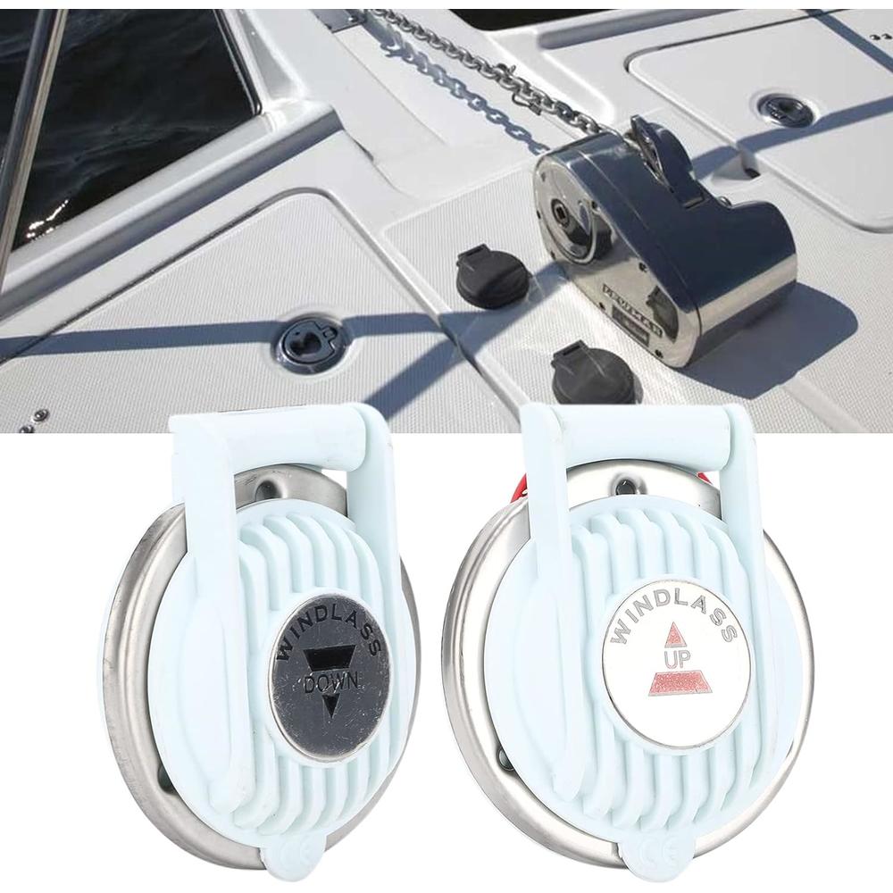 EVGATSAUTO Windlass Foot Switch, 2pcs Boat Foot Switch Up and Down White Hands Free Universal for Marine Boat Ship Anchor DC 12V/24V