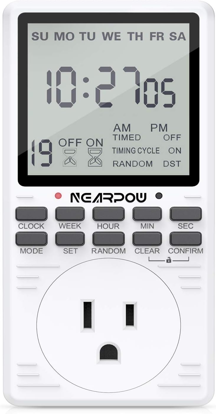 NearPow Outlet Timer,  Multifunctional Programmable Timer with Countdown and 7-Day Digital Infinite Repeat Cycle Intermittent, 19 ON/OF
