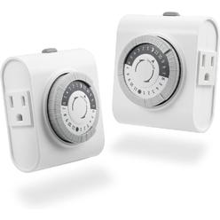 GE home electrical GE 24-Hour Heavy Duty Indoor Plug-in Mechanical 2 Pack, 2 Grounded Outlets, 30 Minute Intervals, Daily On/Off Cycle, for Lamps,