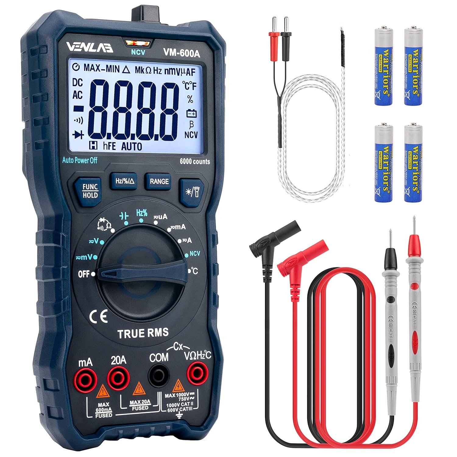 Generic VENLAB Digital Multimeter TRMS 6000 Counts Volt Meter Ohm Amp Tester Auto-Ranging; Accurately Measures Voltage Current Resistan
