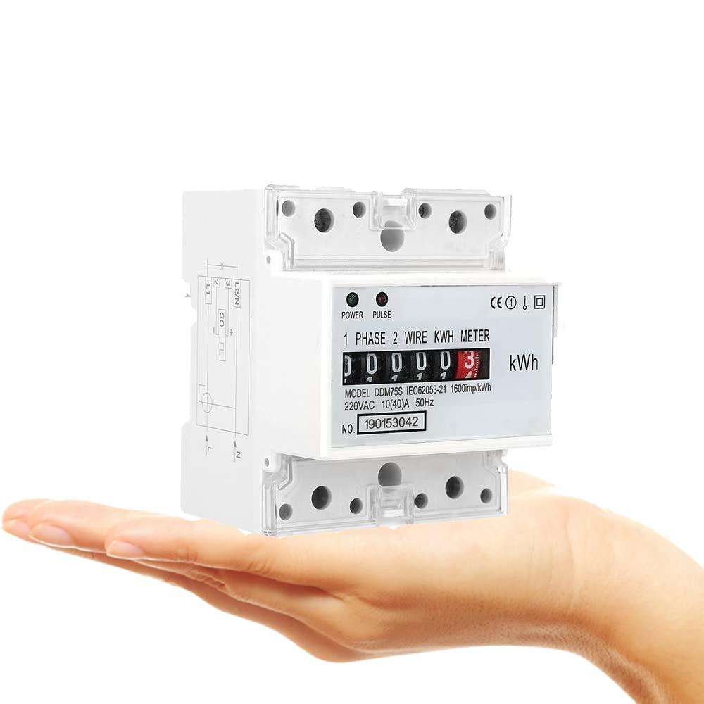 Generic Electric Meter, KWh Meter, Single Phase 4P LED din Rail Electricity Power Consumption Wattmeter Energy Meter, 10-40A