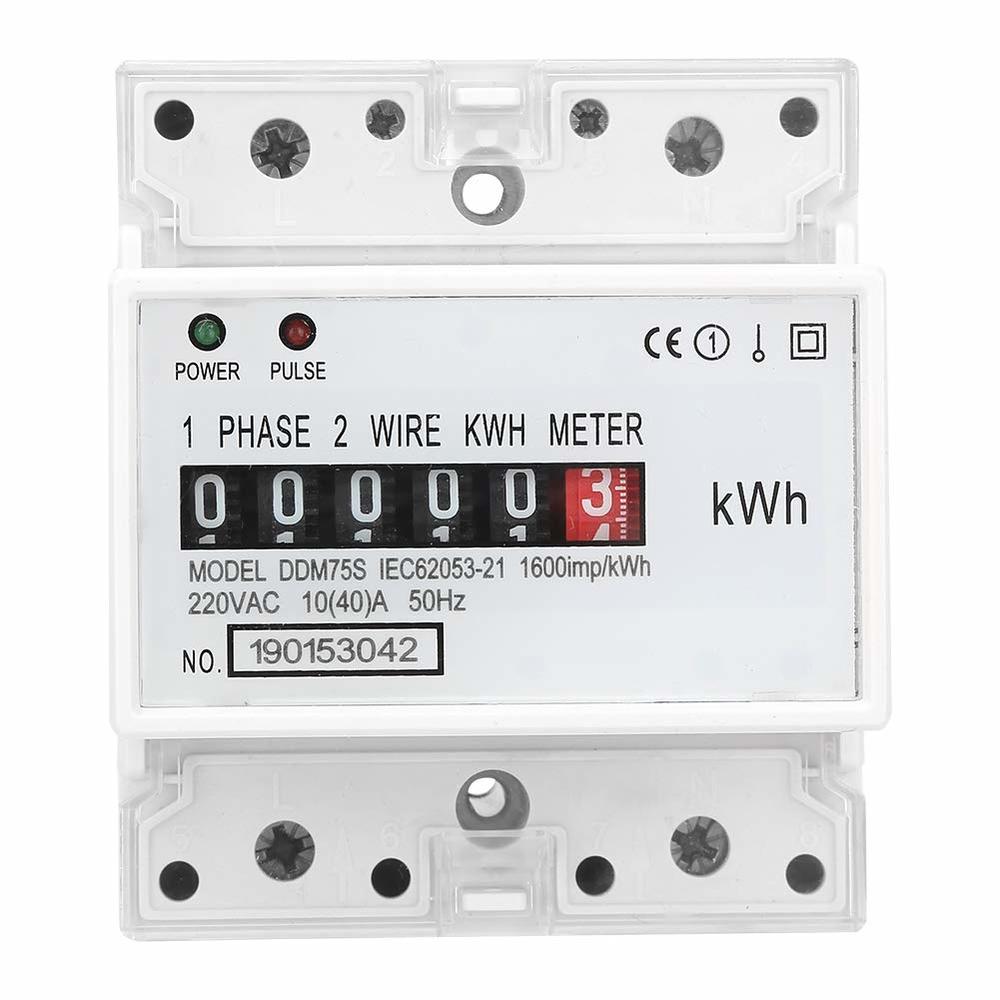 Generic Electric Meter, KWh Meter, Single Phase 4P LED din Rail Electricity Power Consumption Wattmeter Energy Meter, 10-40A