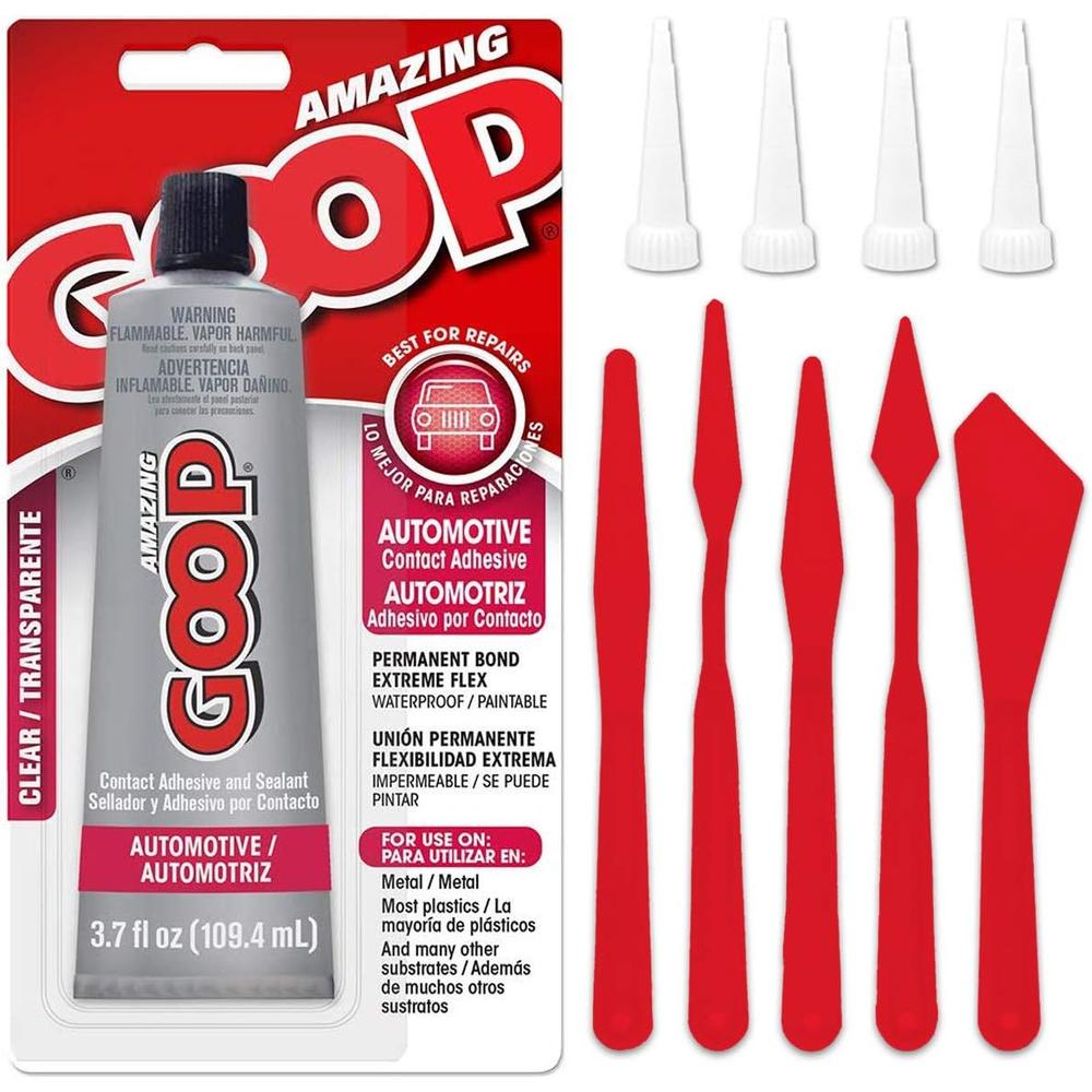 Pixiss Bundles - Automotive Amazing Goop Glue 3.7 Ounce (109.4mL) Tube Industrial Strength Auto Adhesive Dries Clear, 4 Snip Tip Appli
