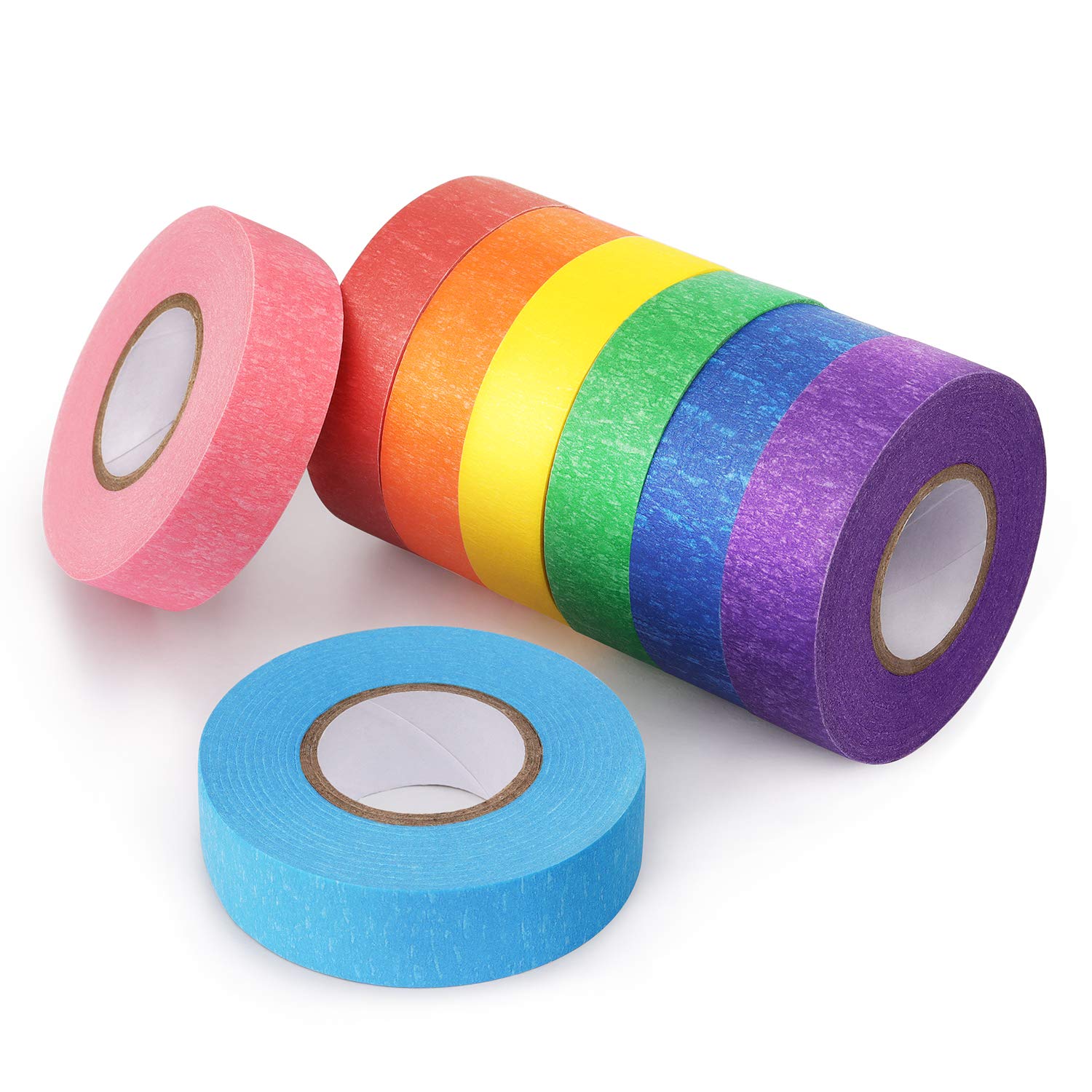 Generic 8 Rolls Colored Masking Tape Rainbow Colors Painters Tape Colorful Craft Art Paper Tape for Kids Labeling Arts Crafts DIY Decor