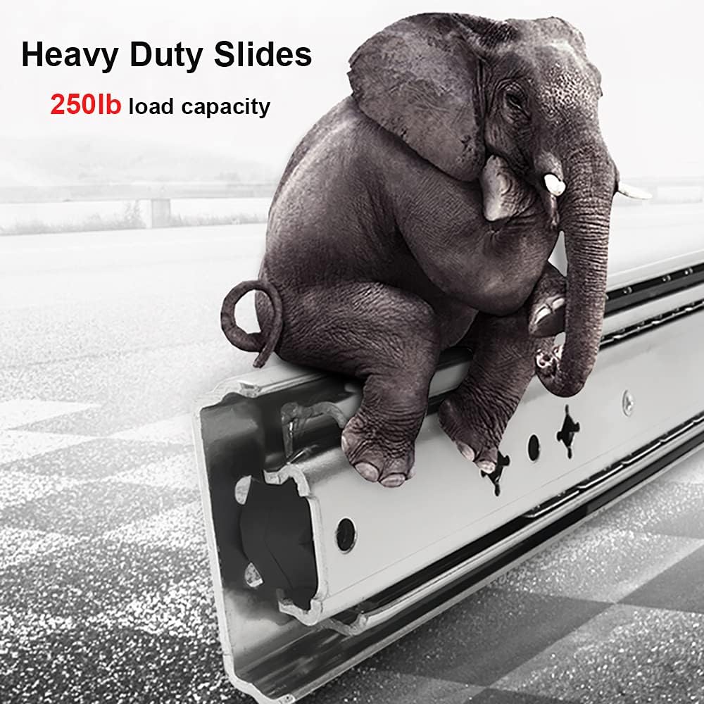 Betesy Hardware 1 Pair of 22 Inch Heavy Duty Drawer Slides 250 lb Full Extension Side Mount Ball Bearing Drawer Rails