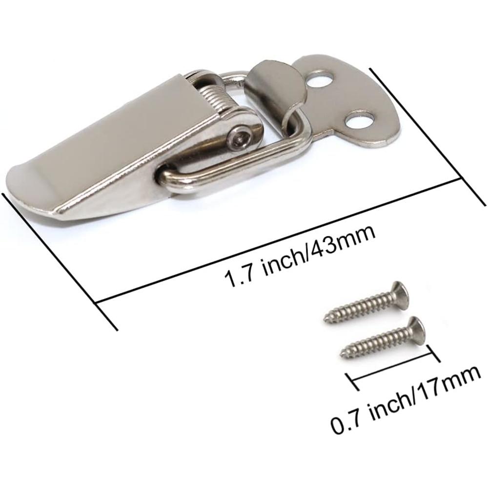kacutor Latch, Stainless Steel Spring Loaded Toggle Latch, Silver Catch Hasp Clamp Clip Lock with 304 Stainless Steel Screws for Cabine
