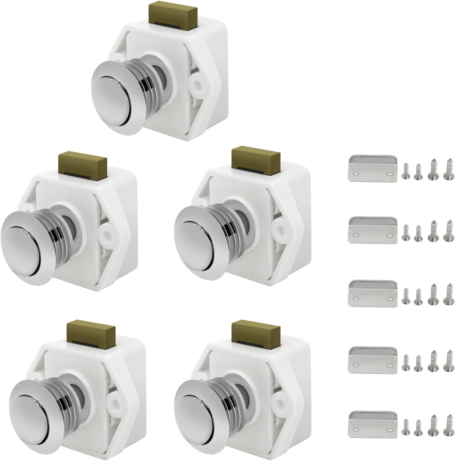 LENKRAD Push Button Cabinet Latch Door Catch Keyless Cupboard Locks for RV Yachts Motorhome Camper Caravan(5 PCS, Mini )