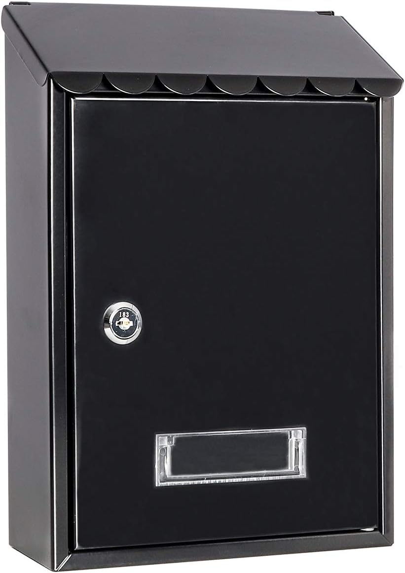 Jssmst Mailboxes Wall Mount with Key Lock &#226;&#128;&#147;  Small Mail Boxes Horizontal, 12.4 x 8.3 x 3.05 Inch, Black N